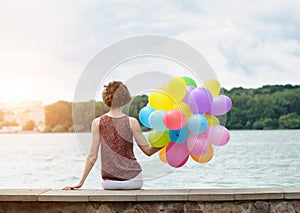 girl with balloons