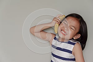 girl and banana