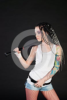 Girl with baseball bat photo