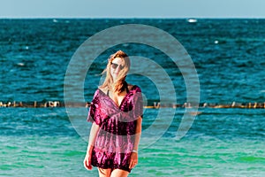 Girl at Bavaro Beaches in Punta Cana, Dominican Republic