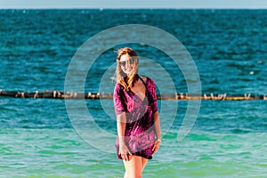 Girl at Bavaro Beaches in Punta Cana, Dominican Republic