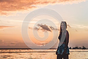 Girl at Bavaro Beaches in Punta Cana, Dominican Republic