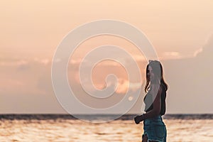 Girl at Bavaro Beaches in Punta Cana, Dominican Republic