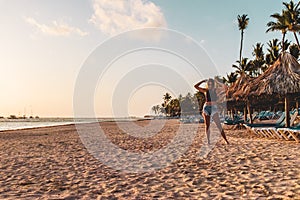 Girl at Bavaro Beaches in Punta Cana, Dominican Republic