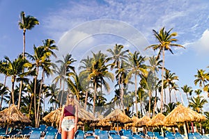 Girl at Bavaro Beaches in Punta Cana, Dominican Republic