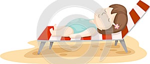 Girl on beach bed vector