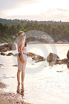 Girl at Beach at Dusk