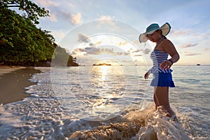 Girl on the beach at Similan Island, Thailand