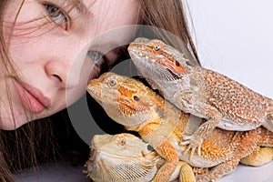 Girl with Bearded Dragons