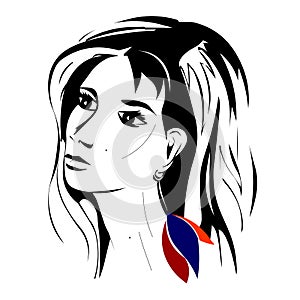 Girl with beautiful earrings flag of Armenia