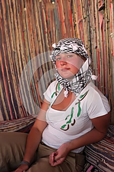 Girl in Bedouin tent