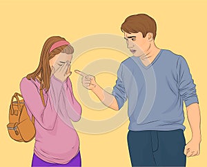 Girl being verbally abused by man photo