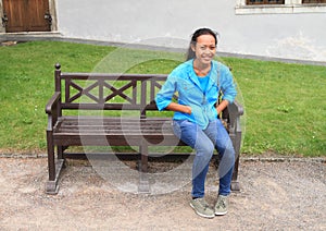 Girl on bench