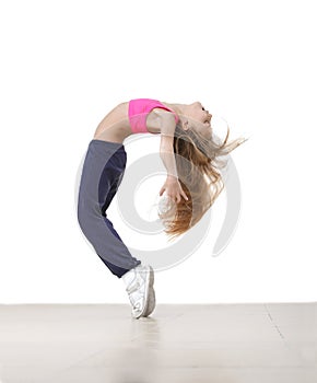 Girl bending backwards