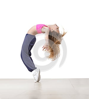 Girl bending backwards