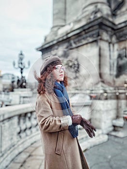 Girl in a beret in Paris.