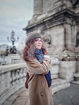 Girl in a beret in Paris.