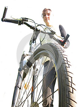 Girl with bicycle