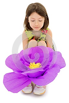 Girl with a big Lotus flower
