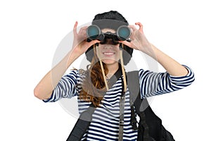 Girl with binocular