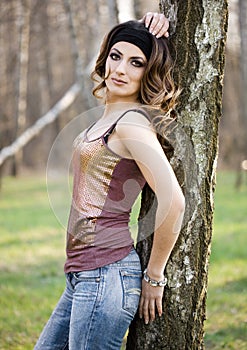 Girl in a birchwood
