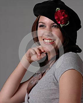 Girl in Black Beret