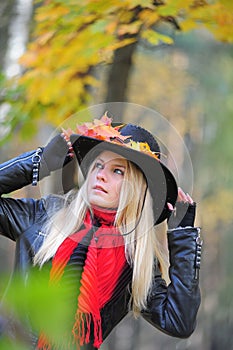 Girl in a black cowboy hat