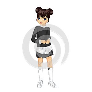 Girl in black uniform and white golfs photo