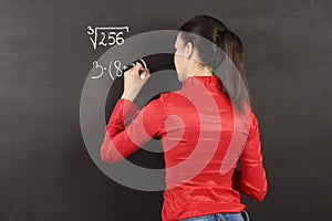 Girl at blackboard