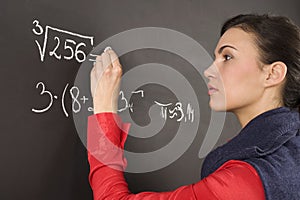 Girl at blackboard