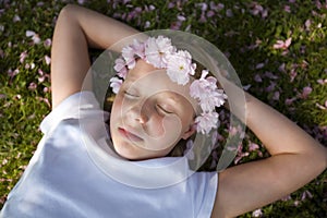 Girl with blossom in her hair