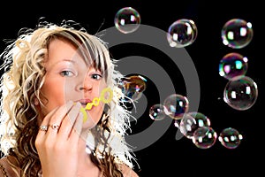 Girl blow bubbles