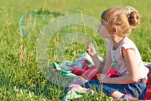 Girl blow bubbles