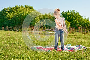 Girl blow bubbles