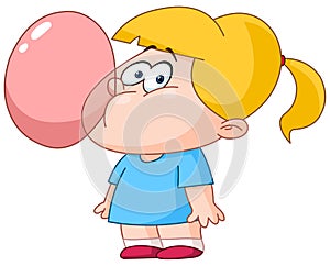 Girl blowing bubble from gum