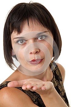 Girl blows a goodbye kiss