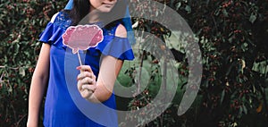 Girl in a blue dress on a summer day at a bachelorette party