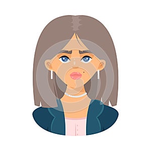 Girl with blue eyes wearing earings and chainlet vector illustration