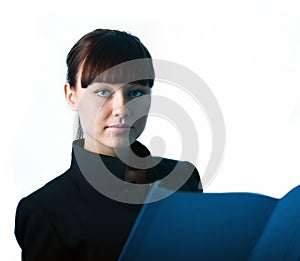 Girl with blue folder