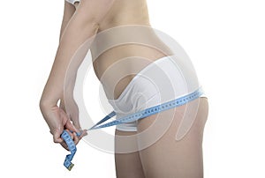 Girl with blue mesure tape