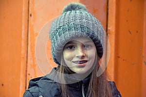 Girl with bobble hat