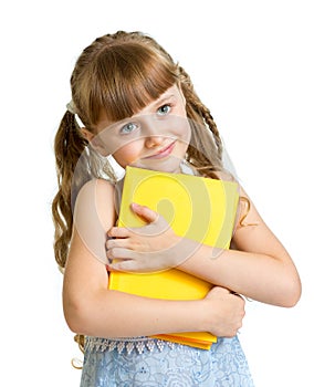 Girl with book isolated