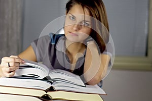 Girl and books