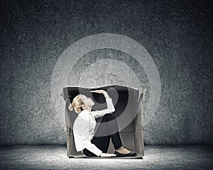 Girl in box photo