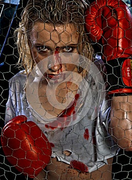 Girl with boxing gloves