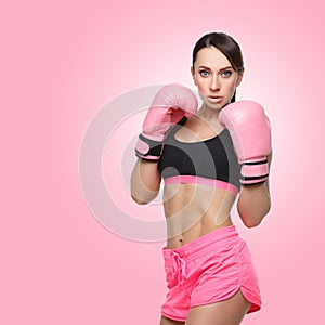 Girl in boxing gloves