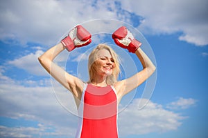 Girl boxing gloves symbol struggle for female rights and liberties. Feminism promotion. Fight for female rights. Girl