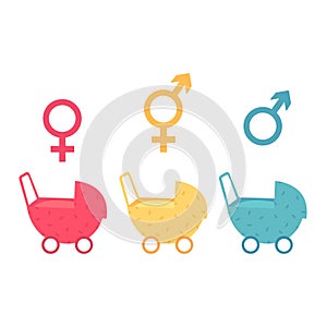 Girl, boy and gender neutral child baby carriage