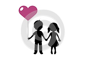 Girl and boy in love cartoon holding hands vector