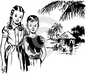 Girl And Boy In Tropics